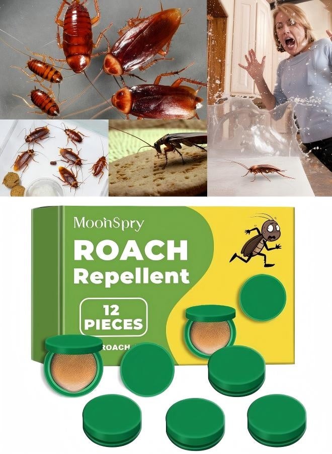 MOONSPRY 12 pcs Roach Bait Stations, CockRoach Trap, Natural Cockroach Repellent, Roach Traps Indoor/Outdoor Use For, Roaches, Ants, Spiders, Bugs - Image 1